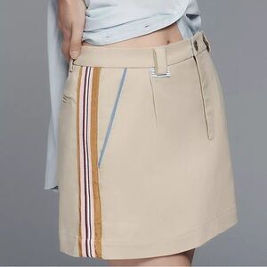 Maeve Side-Striped Mini Skirt In Light Sand Size L